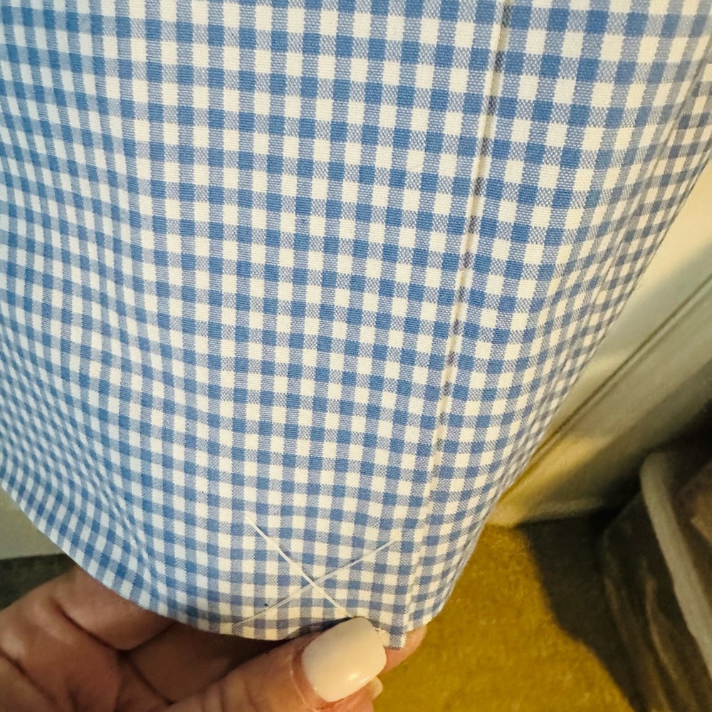 Talbots Light Blue Gingham Single-Button Blazer - Picture 3 of 5